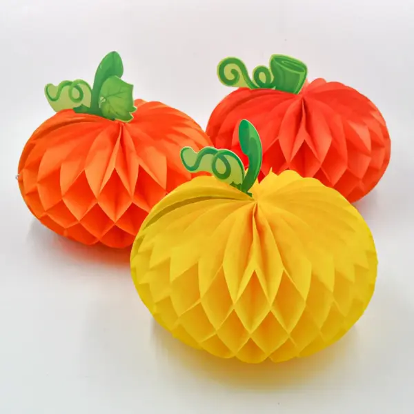 Colorful Pumpkin Paper Honeycomb Decorations