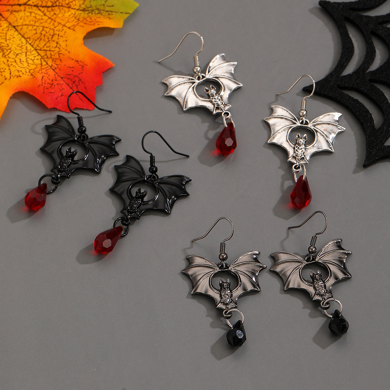 Gothic Bat Dangle Earrings – Minimalist Metal Halloween Jewelry - Image 4