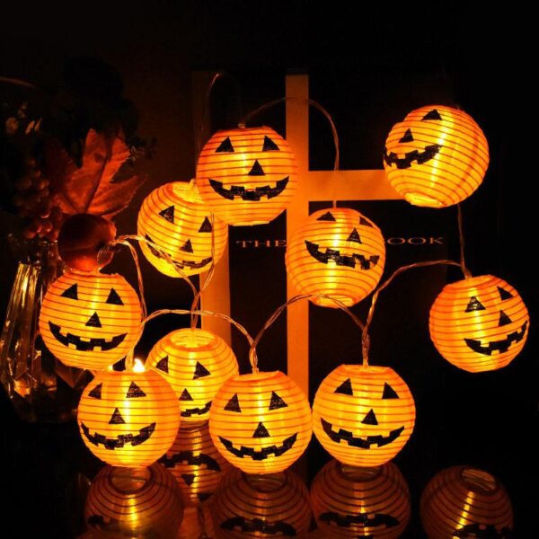 10 LED Pumpkin Lantern String Lights for Halloween & All-Year Celebrations