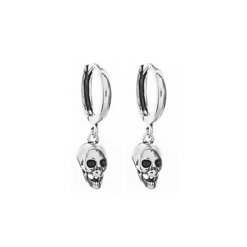 Gothic Skull Earrings – Silver-Plated Punk Rock Jewelry for Men & Women - Image 5