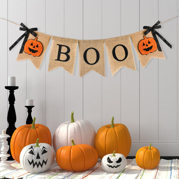 200cm Halloween Pumpkin "Boo" Burlap Banner