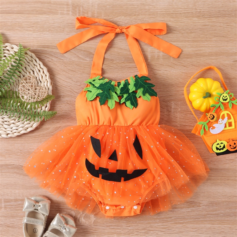 Infant Baby Girls Halloween Pumpkin Romper Dress - Image 2