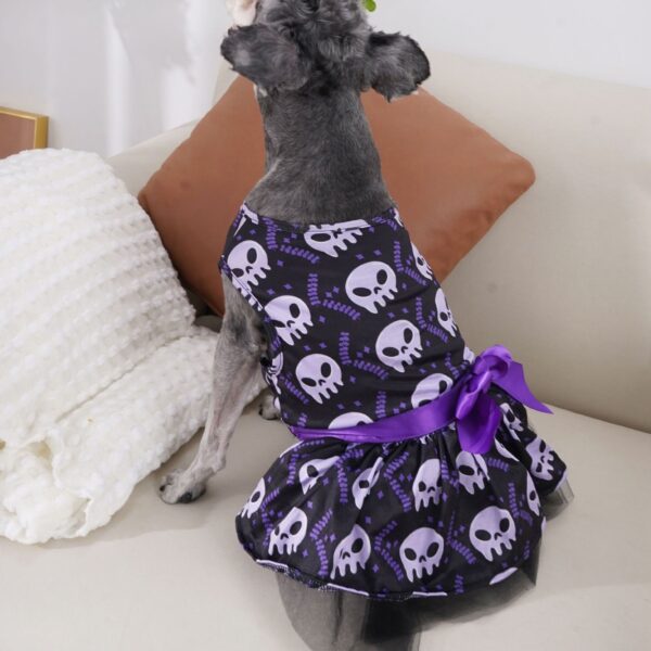 Dog Halloween Skull Dress – Comfortable, Washable, Polyester Pet Costume for Puppies