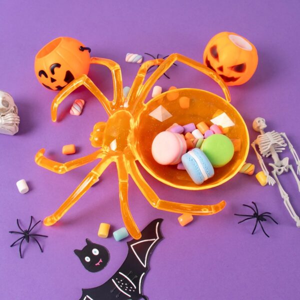 5pcs Halloween Spider-Shaped Candy and Snack Plates