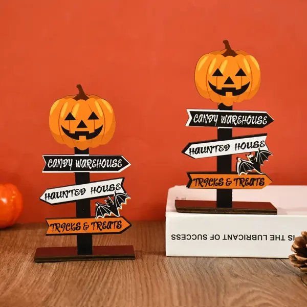 Cute Wooden Pumpkin & Ghost Table Decoration