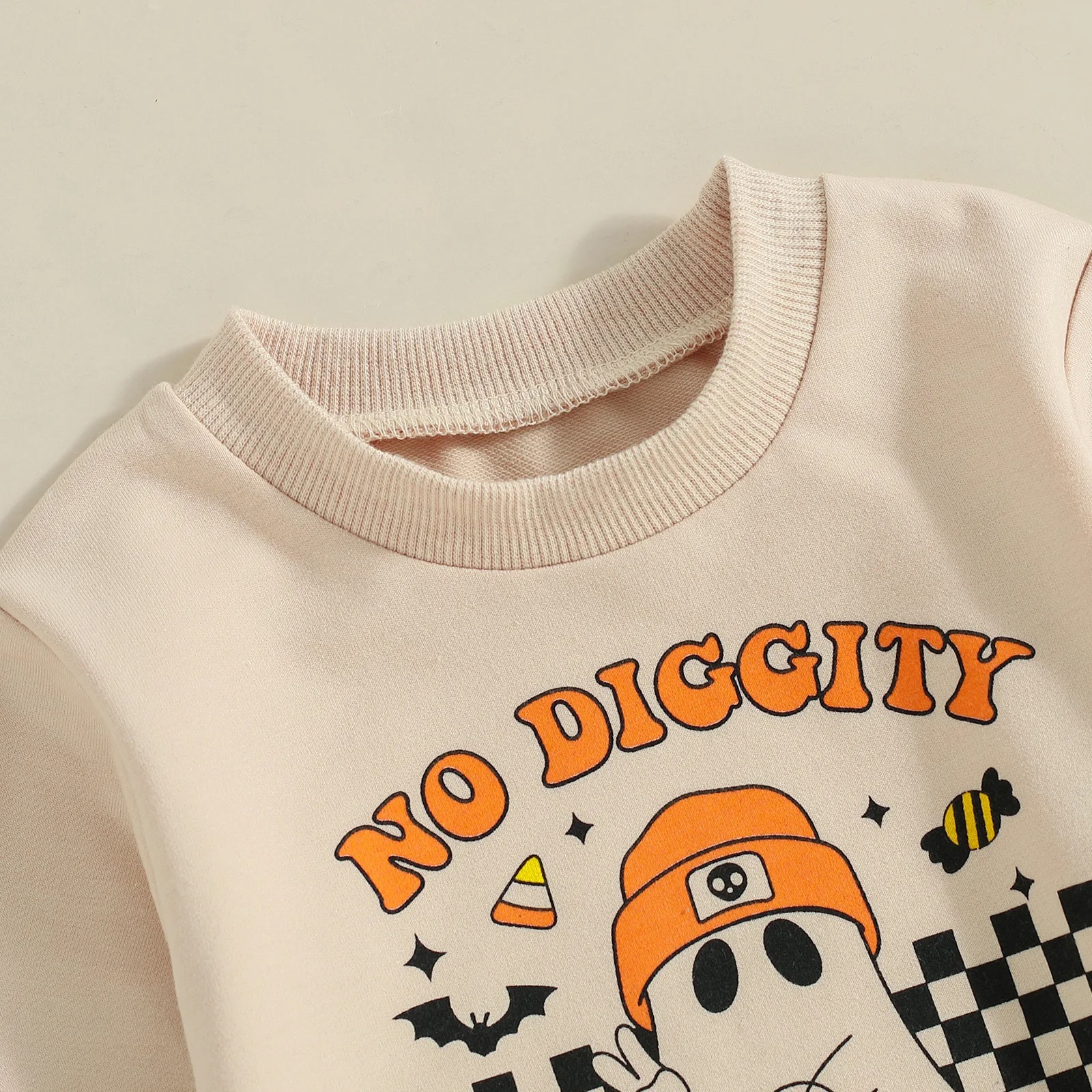Kids Ghost Print Halloween Sweatshirt and Sweatpants Set - Image 5