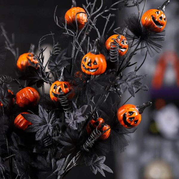 Artificial Pumpkin & Black Maple Leaf Floral Halloween Centerpiece