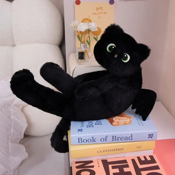 Black Cat with Wings Pillow