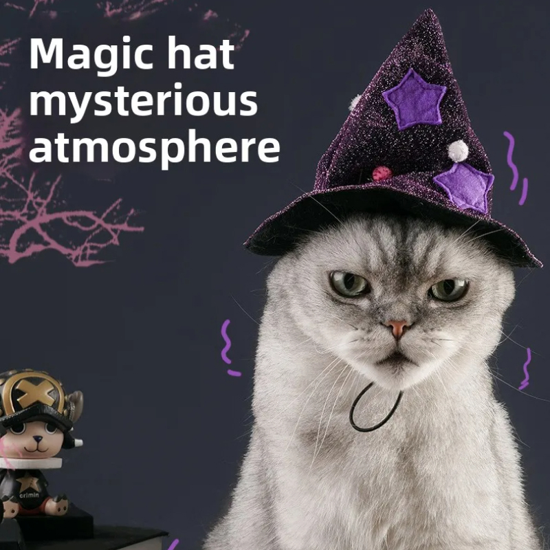 Funny Purple Witch Costume for Cats & Small Dogs – Cloak & Hat Set - Image 4