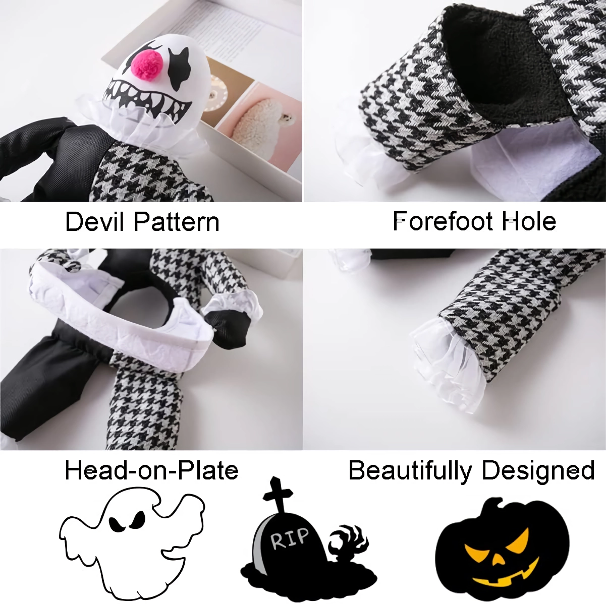Spooky Demon Dog Costume - Funny Head-on-Plate Outfit for Small to Large Dogs - Image 5
