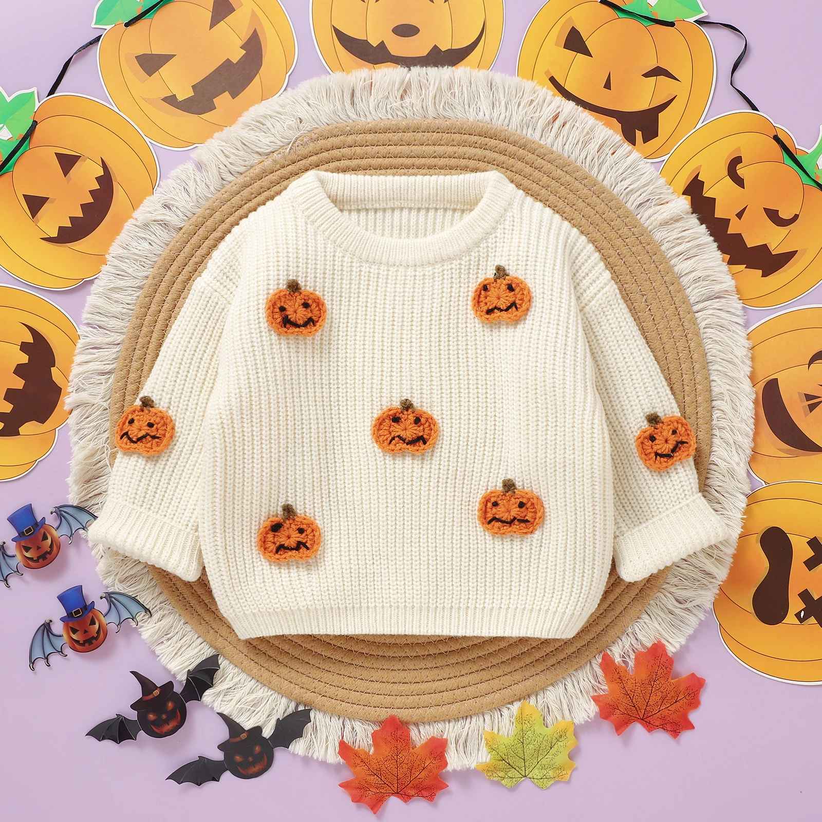 Newborn Baby Halloween Pumpkin Sweater - Image 3