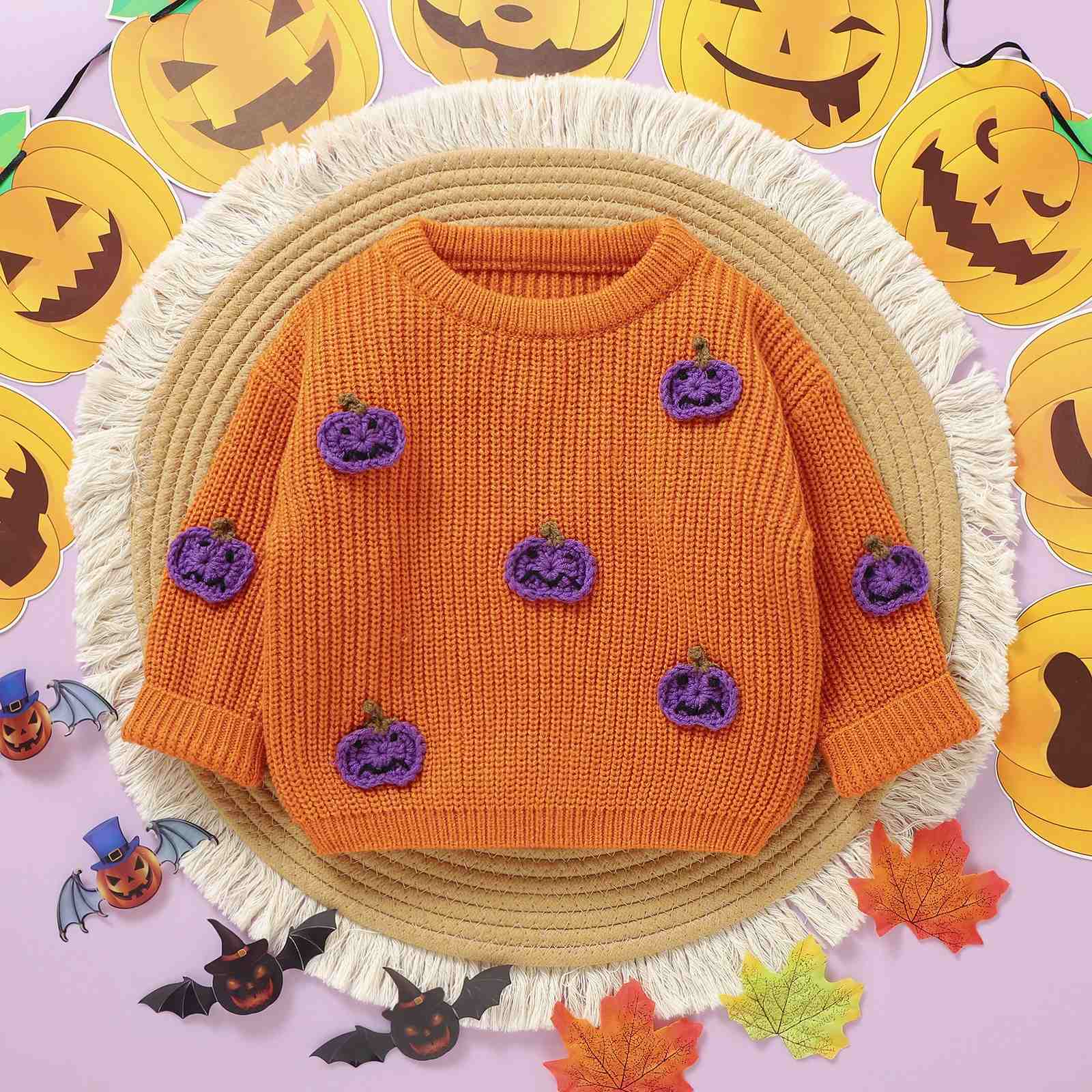 Newborn Baby Halloween Pumpkin Sweater - Image 2