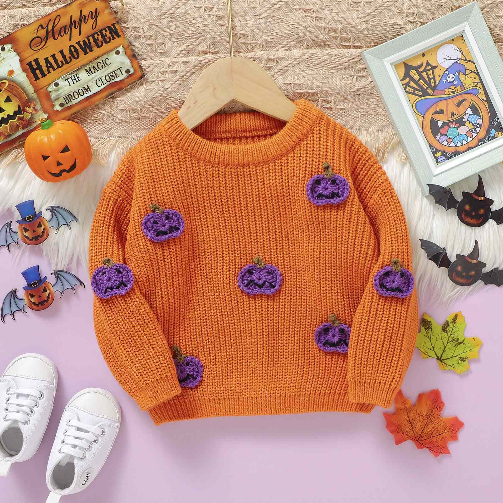 Newborn Baby Halloween Pumpkin Sweater - Image 5