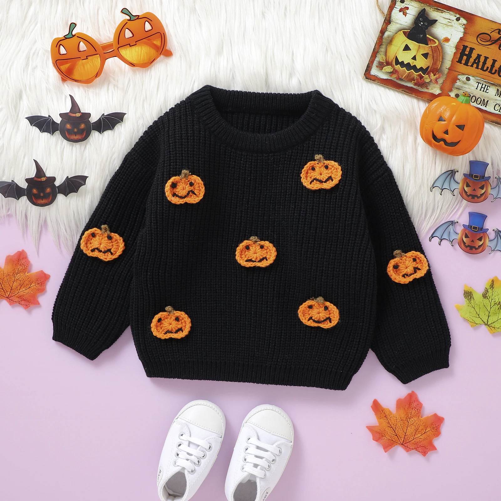 Newborn Baby Halloween Pumpkin Sweater - Image 4