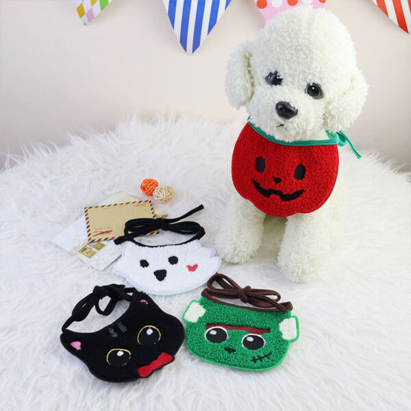Festive Pumpkin Embroidery Pet Scarf for Dogs and Cats