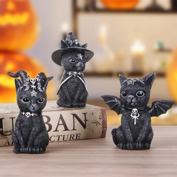 Mysterious Black Cat Statue