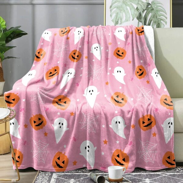 Pink Ghost Flannel Throw Blanket
