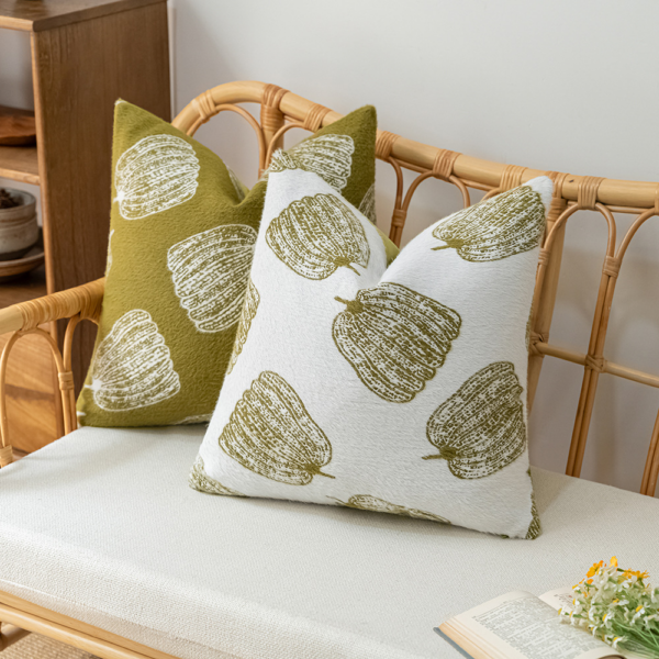 Modern Nordic Chenille Pumpkin Jacquard Cushion Cover 18"x18" - Soft Plush Decor