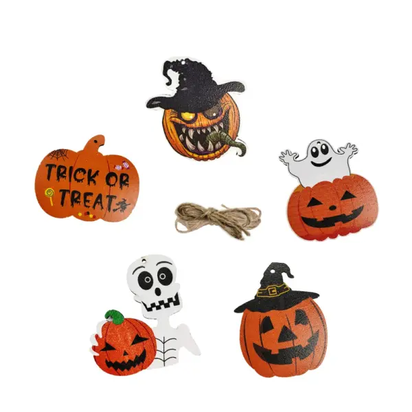 5-Piece Halloween Wooden Hanging Ornaments