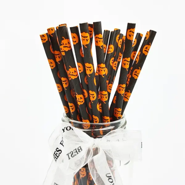 25 Pcs Halloween Disposable Paper Straws