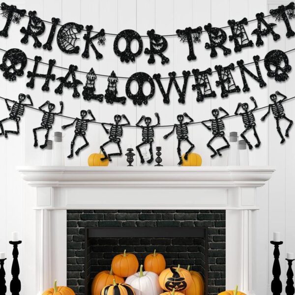 Funny Black Skull Halloween Banner