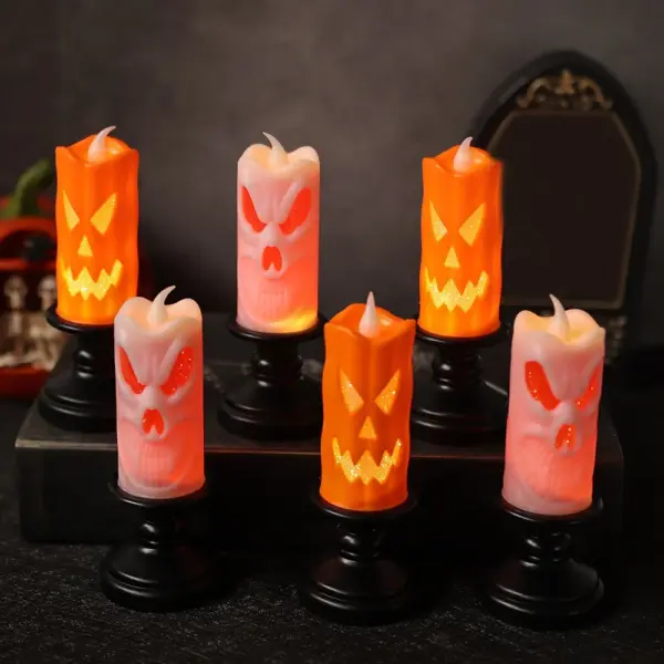 Halloween Pumpkin Skull Candlestick