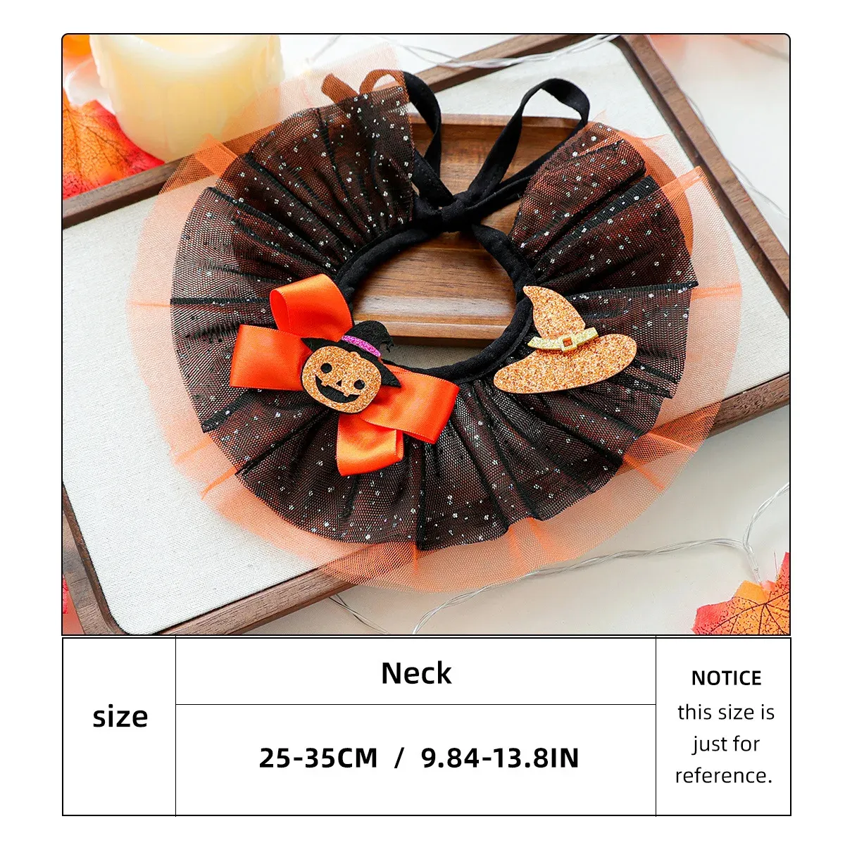 Halloween Lace Wizard Pumpkin Scarf Collar for Small Dogs & Cats - Image 6