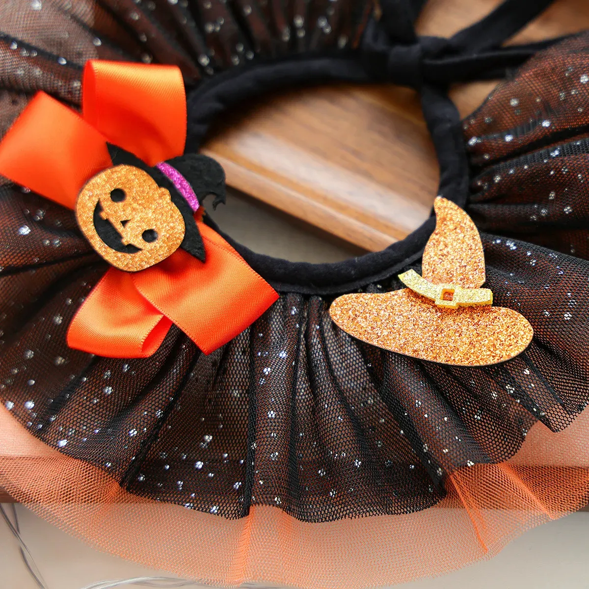 Halloween Lace Wizard Pumpkin Scarf Collar for Small Dogs & Cats - Image 4