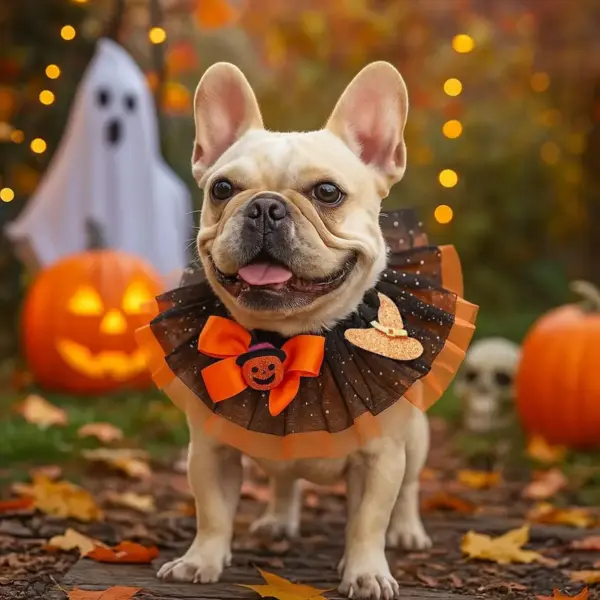 Halloween Lace Wizard Pumpkin Scarf Collar for Small Dogs & Cats