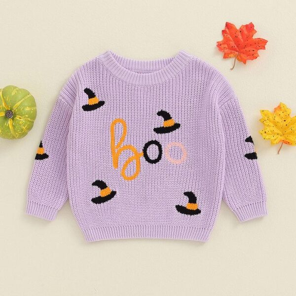 Halloween Witch Hat Embroidered Sweater