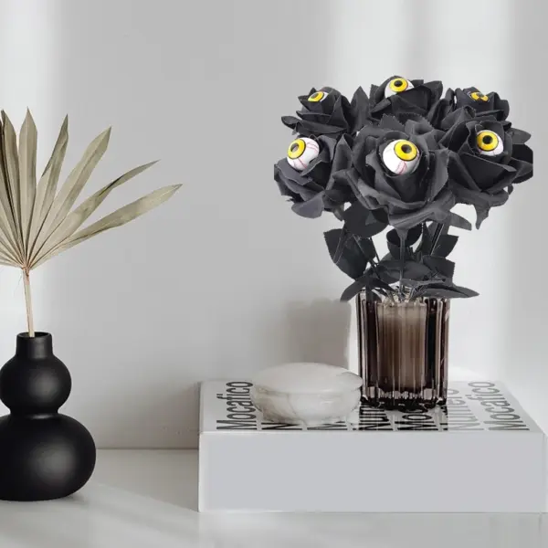 Gothic Black Artificial Rose Halloween Flowers