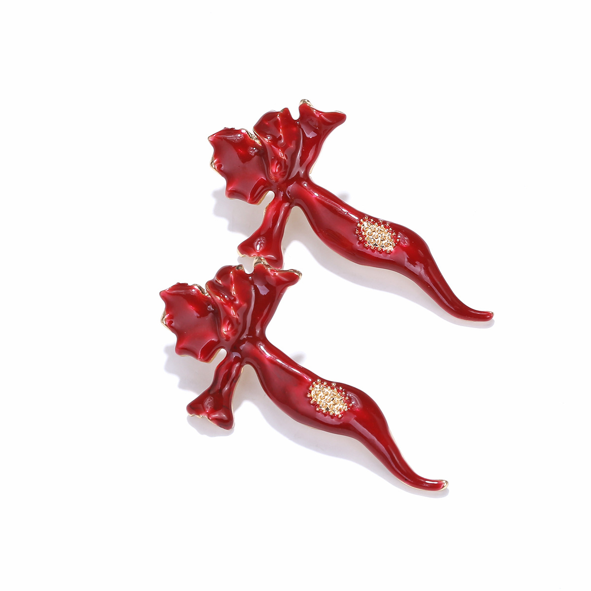Blood Red Rose Cross Stud Earrings - Gothic Halloween Jewelry - Image 4