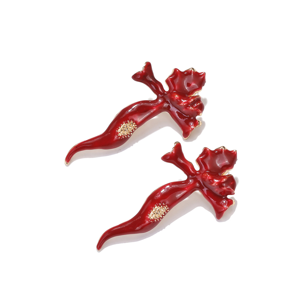 Blood Red Rose Cross Stud Earrings - Gothic Halloween Jewelry - Image 5