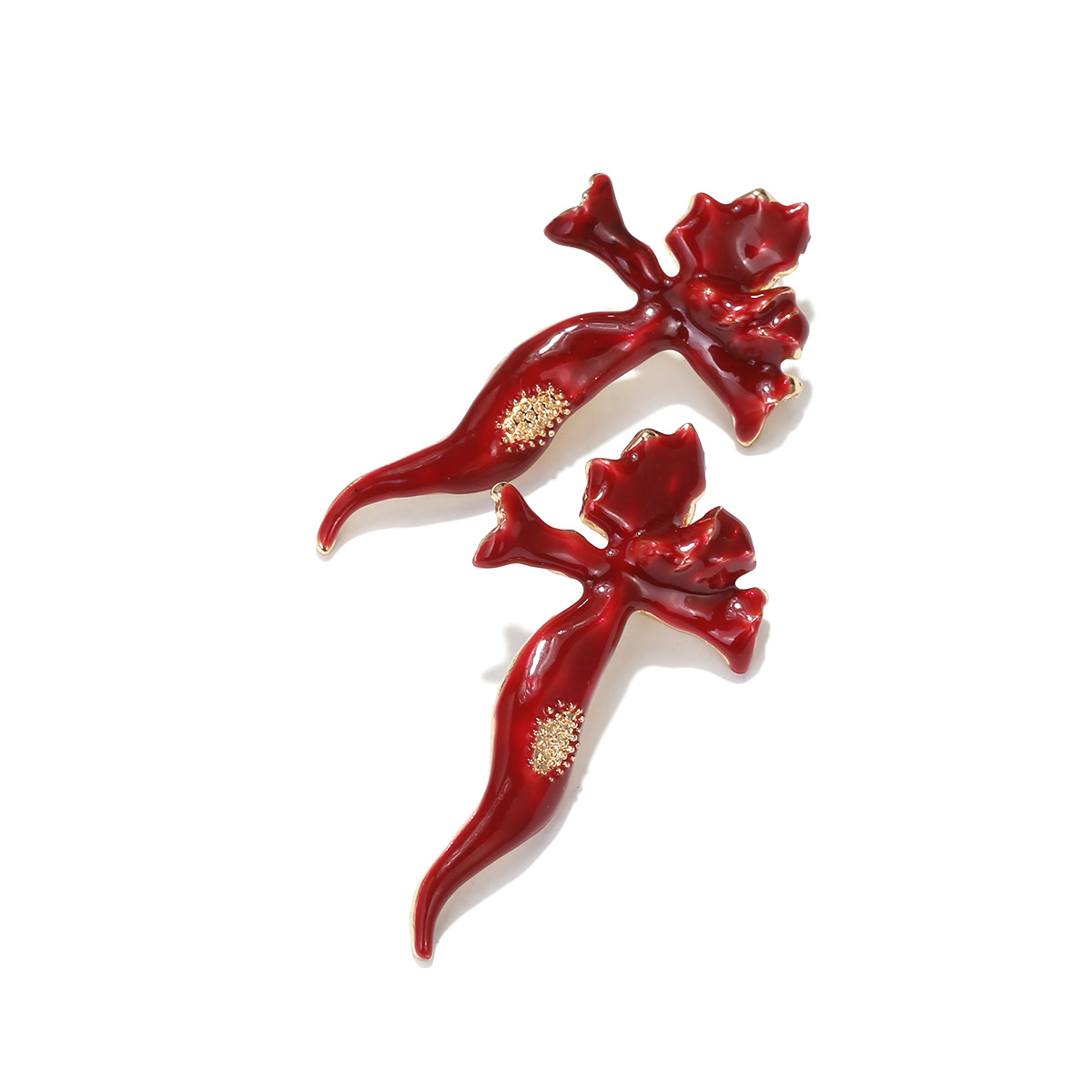 Blood Red Rose Cross Stud Earrings - Gothic Halloween Jewelry - Image 3