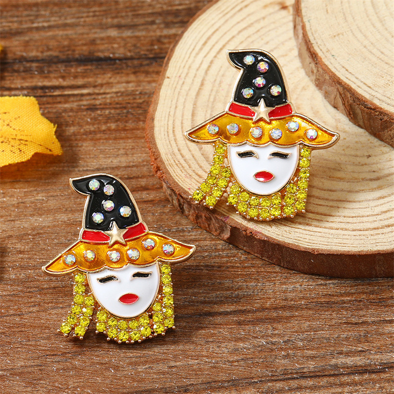 Spooky Witch Metal Stud Earrings - Halloween Party Jewelry - Image 5
