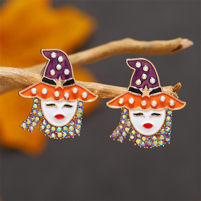 Spooky Witch Metal Stud Earrings - Halloween Party Jewelry - Image 4