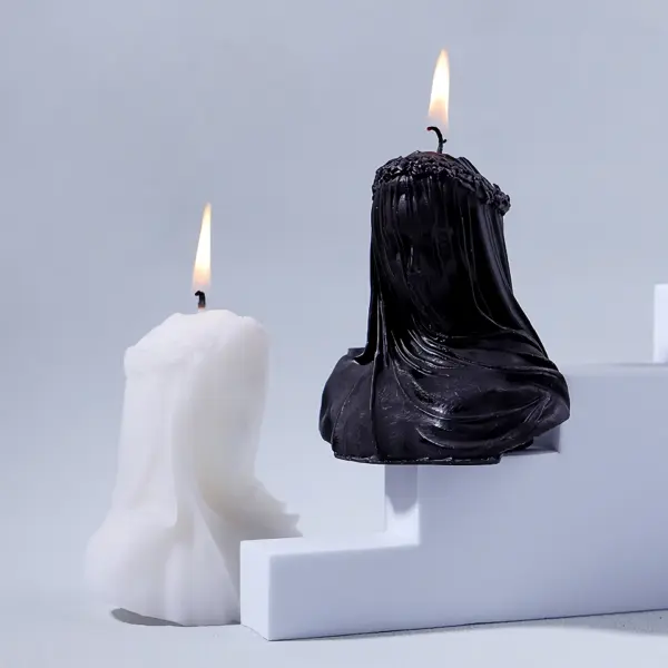 Veiled Girl Black Scented Candle for Halloween Decoration - Witchy Aromatherapy & Aesthetic Room Decor