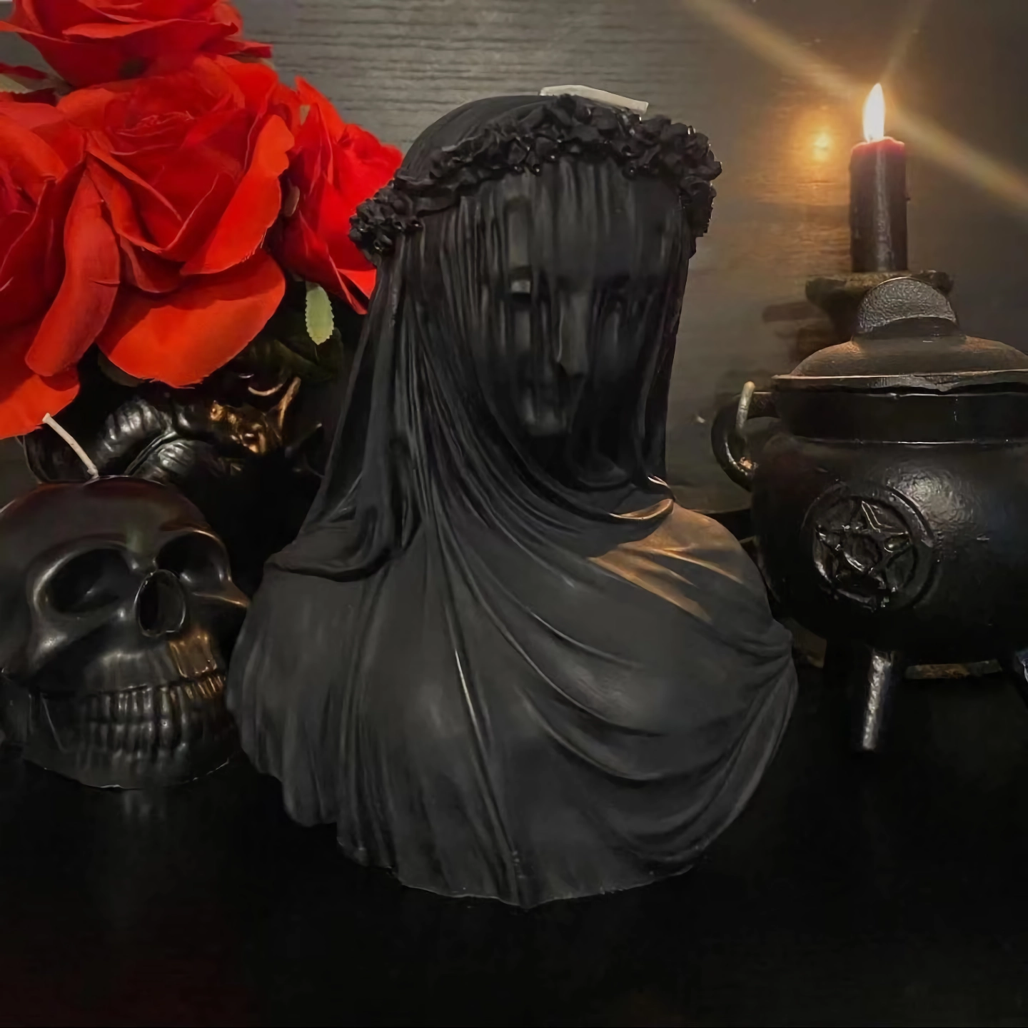 Veiled Girl Black Scented Candle for Halloween Decoration - Witchy Aromatherapy & Aesthetic Room Decor - Image 5