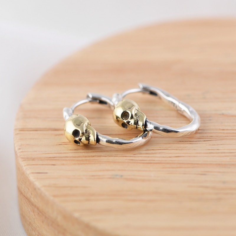 Retro Skull Circle Ghost Earrings - Halloween Gothic Rock Jewelry - Image 4
