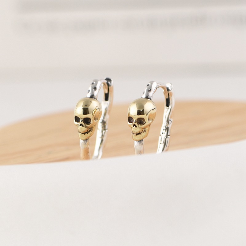 Retro Skull Circle Ghost Earrings - Halloween Gothic Rock Jewelry - Image 3