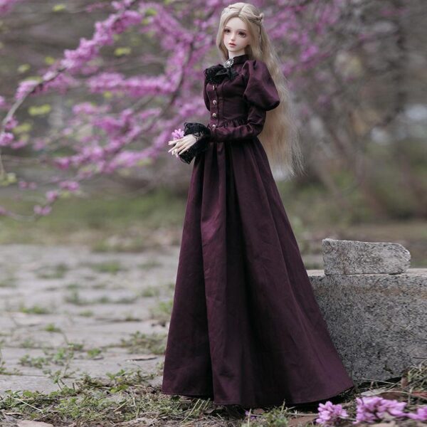Elegant 1/3 Scale BJD Doll with Vintage Aristocratic Purple Dress