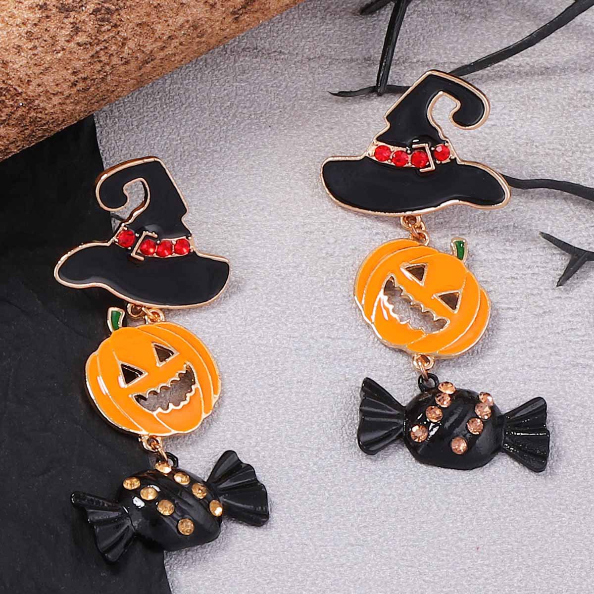 Halloween Dark Pumpkin Candy Earrings - Image 3