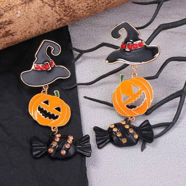 Halloween Dark Pumpkin Candy Earrings