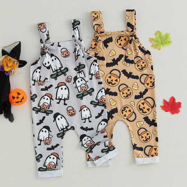 Infant Baby Halloween Romper Sleeveless Cartoon Print Newborn Jumpsuit