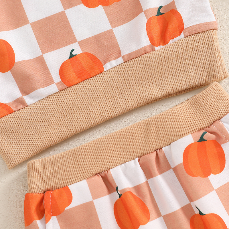 Toddler Boys Halloween Pumpkin Checkerboard Outfit 2-Piece Set - Image 6