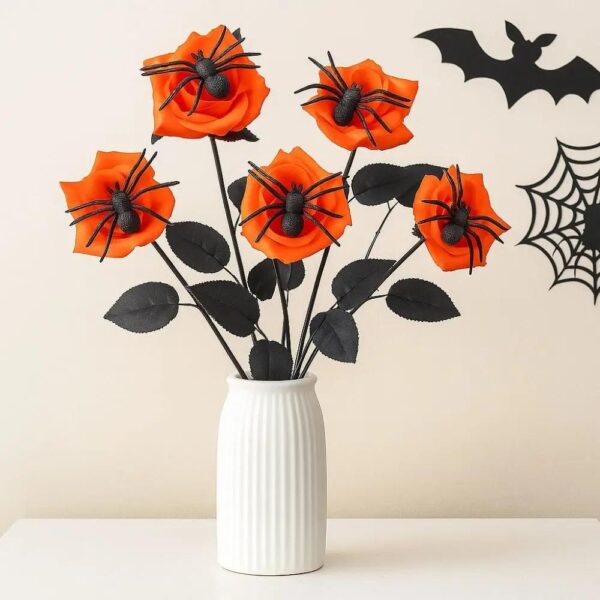 Halloween Gothic Artificial Rose with Spider