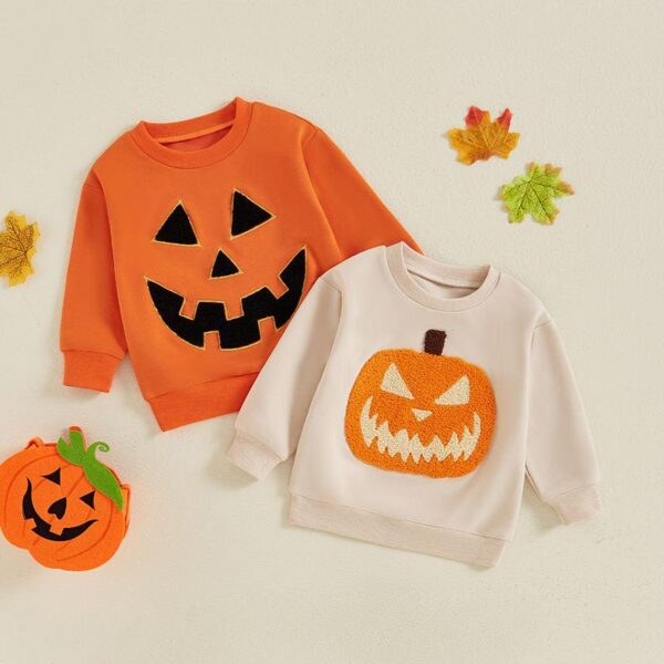 Halloween Pumpkin Embroidery Sweatshirt