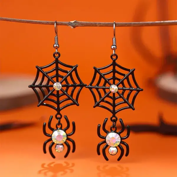Gothic Halloween Spider Web Earrings for Women – Cat, Bat, Skull & Pumpkin