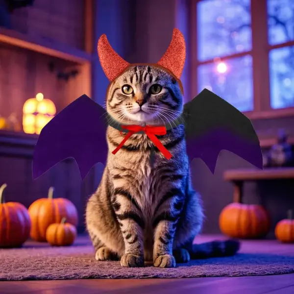 Funny Bat Horn Costume Set for Cats & Dogs – Halloween Pet Dress-Up