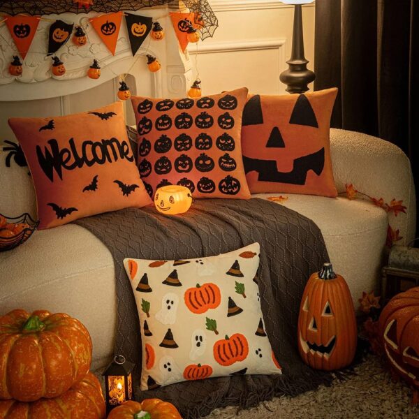 Halloween Embroidered Cushion Cover
